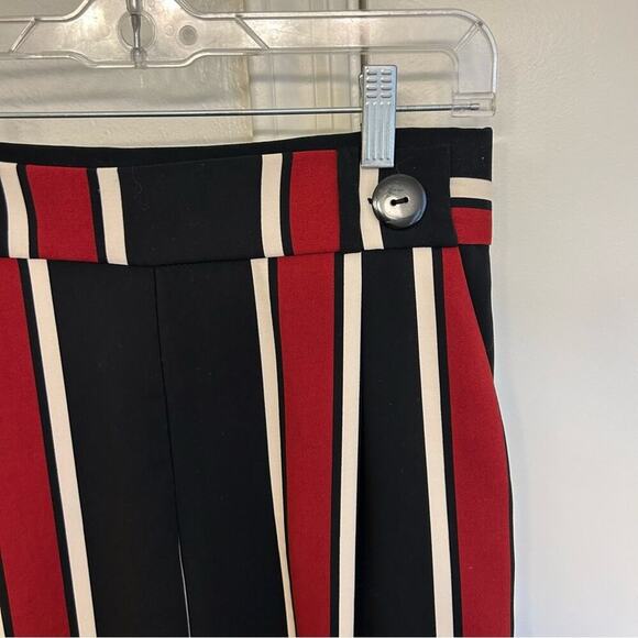 Zara Striped Black and Red Wide-Leg Pants Women’s M - Picture 3 of 6